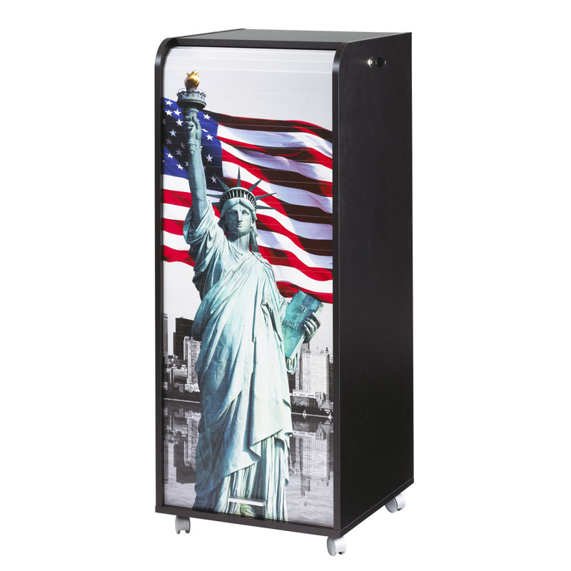 Graziella 1 -Door 3 -Drawer Filing, Black Statue of Liberty
