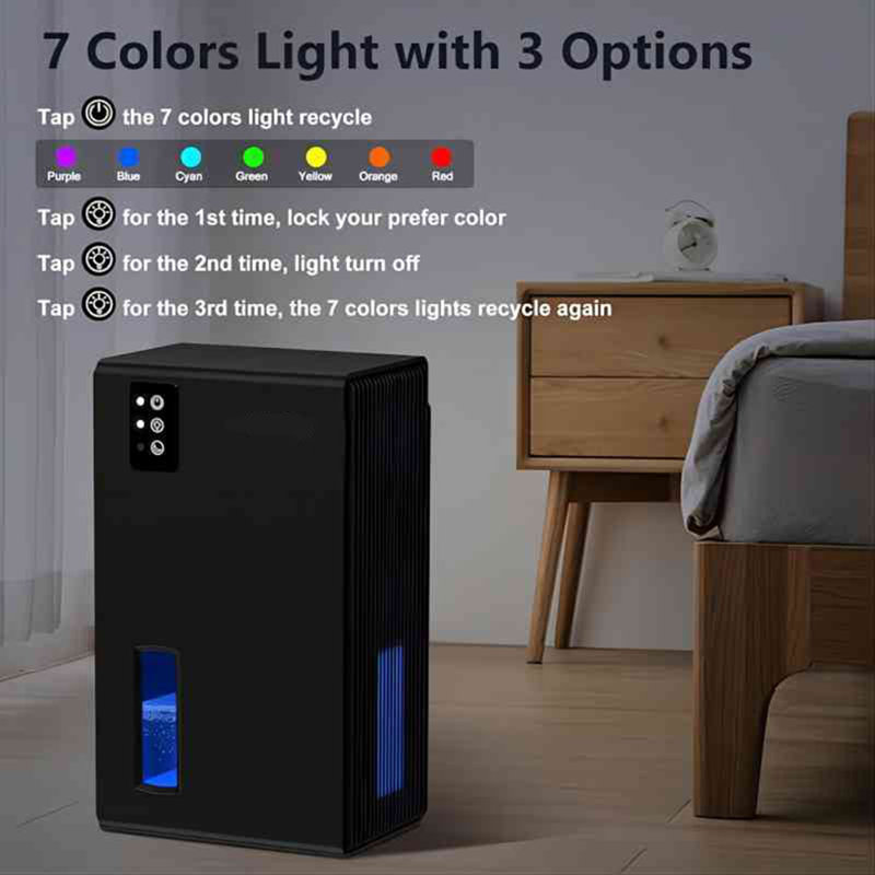 800 oz. Déshumidificateur Tank Home pour pièces jusqu'à 800 pieds carrés Ft., Avec arrêt automatique et 7 lumières DEL de couleur