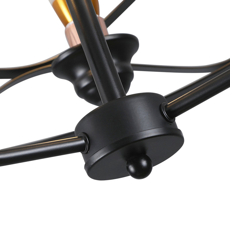 3-Light Black Finish Caged Semi-Flush Mount Light