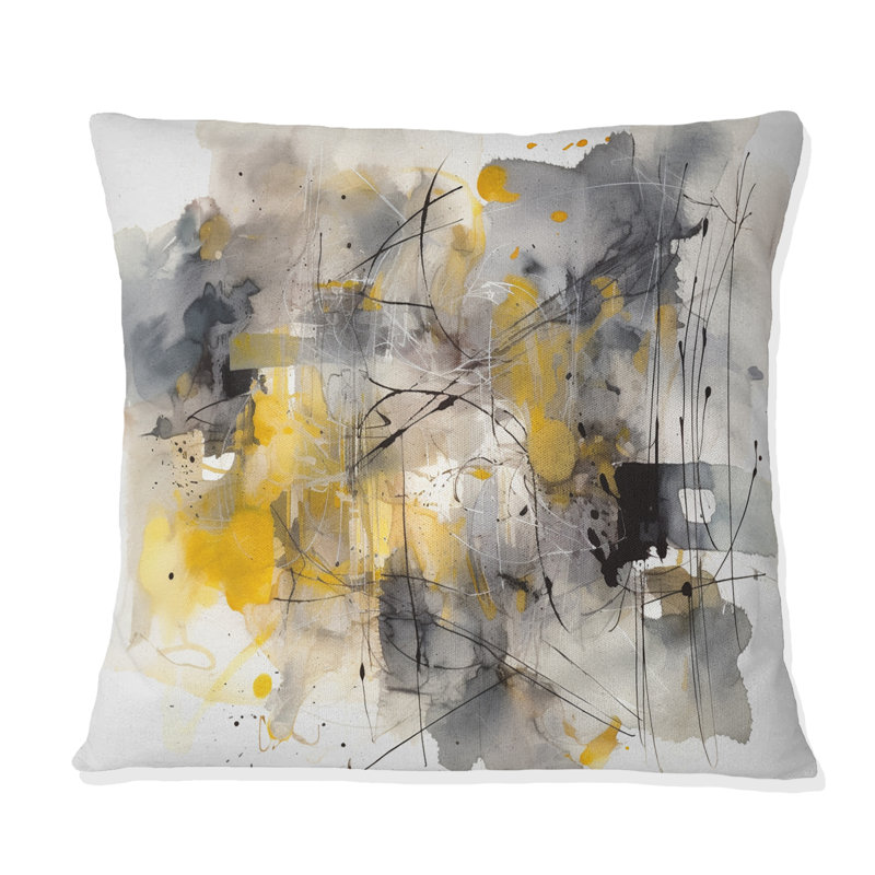 Coussin décoratif jaune et gris «Beyond the Canvas II»