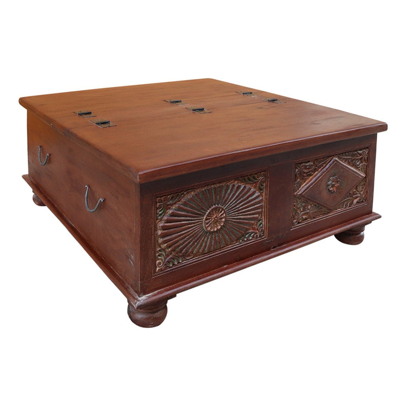 Table basse carrée en bois massif rétro recyclé 41 po