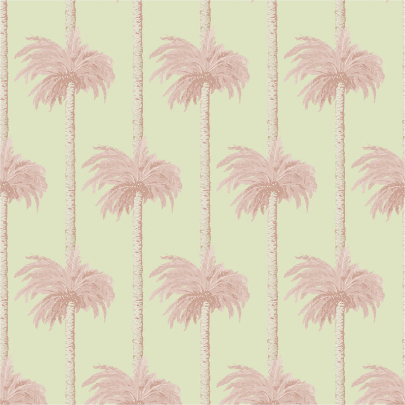 Palmiers Tiki rétro - papier peint rose