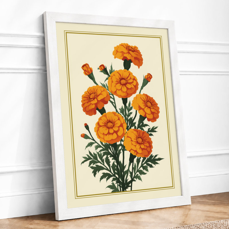 Orange Carnations Botanical - Framed Print, A3 - 42.0 x 29.7 cm, White