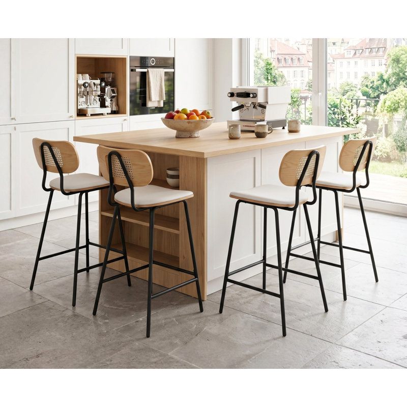 Parthenia Counter Stool, White / White