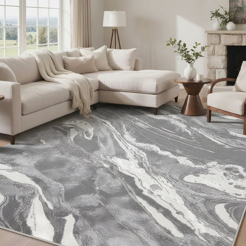 Tapis noir / gris / ivoire / beige Galaxy Series, Rectangle 7 pi 9 po x 10 pi 2 po