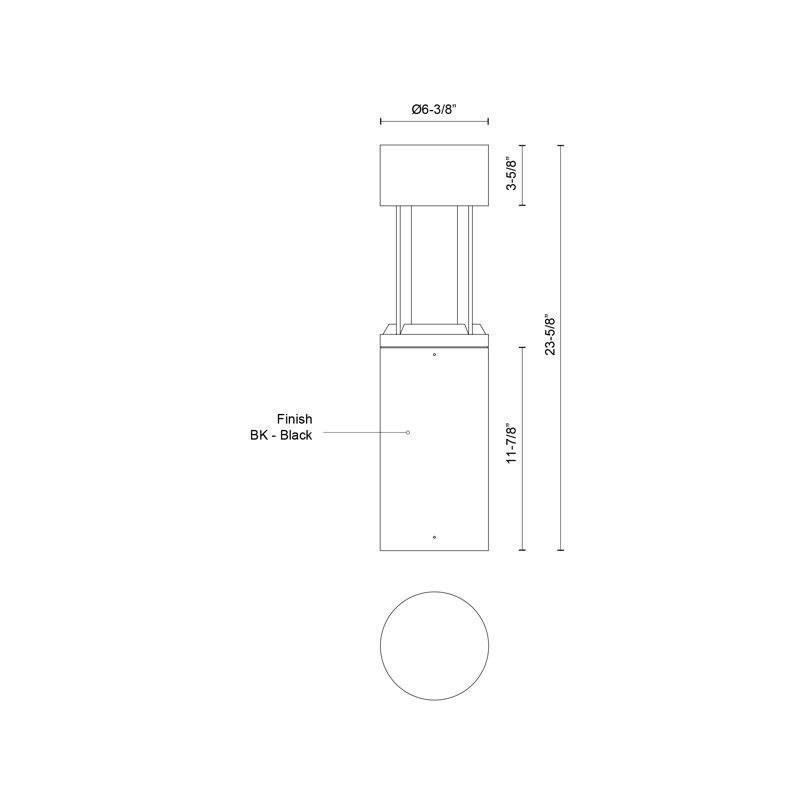 Novato LED Bollard Light, 23.63" H x 6.38" W x 6.38" D