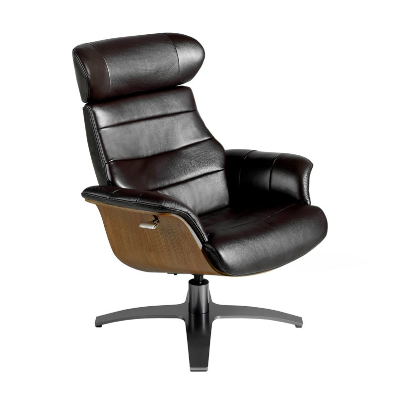 Chocolate  leather swivel recliner armchair, Black