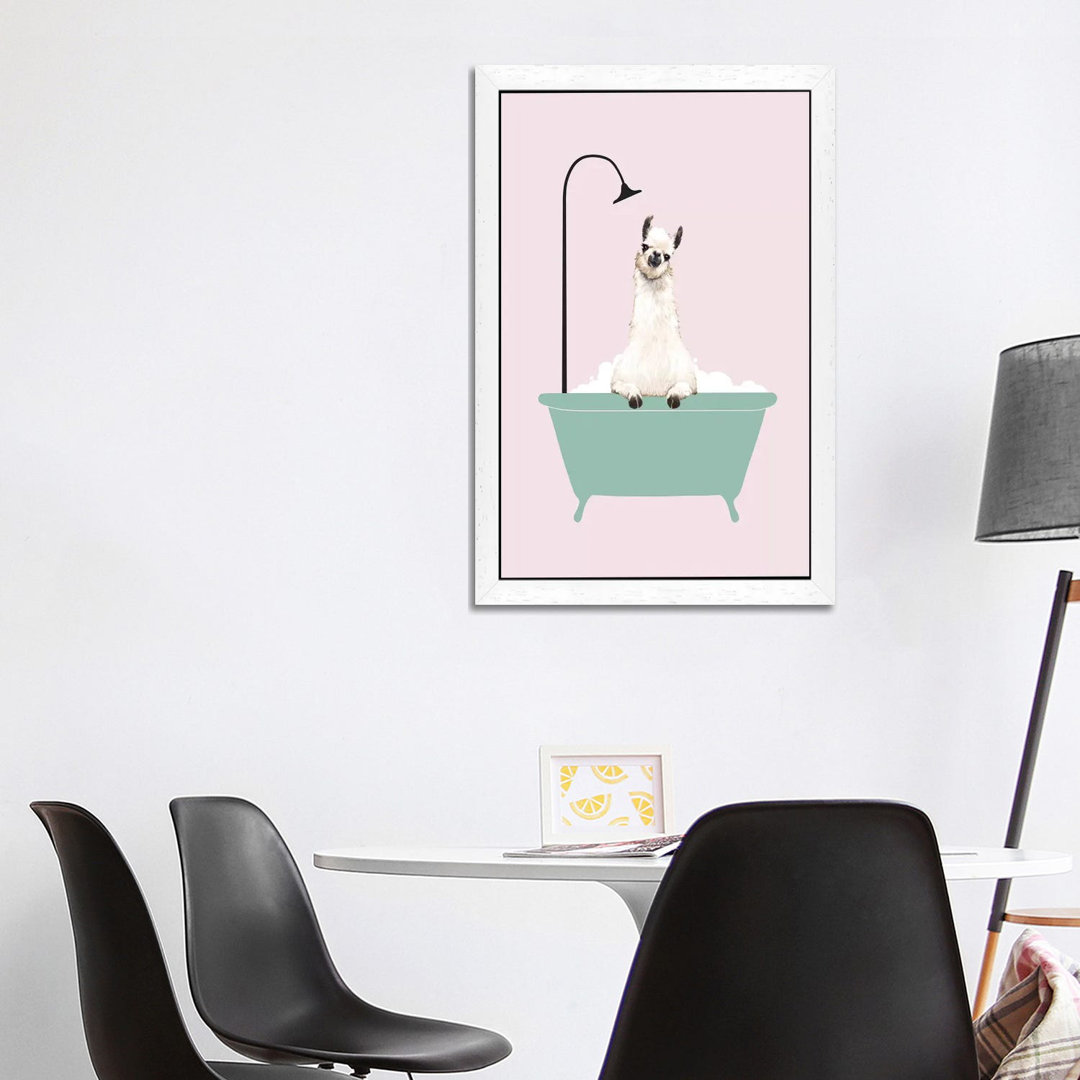 Llama Enjoying Bubble Bath by Big Nose Work - Print on Canvas