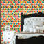 Papier peint adhésif peler et coller en PVC, revêtement mural auto-adhésif amovible avec imprimé de feuilles colorées rétro de style Mid-Century moderne, imperméable pour la décoration intérieure - Rouleau