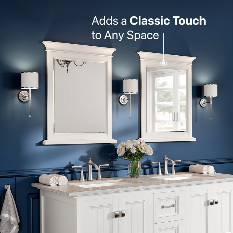 Miroir rectangulaire en bois bleu cendré 24 "x 30" Eviva Britney, Blanc