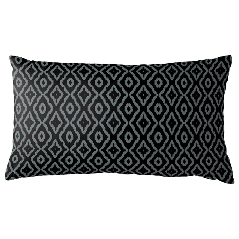 Haze Petite Pillow Cover & Insert, Gray/Black, 12" H x 20" W, Rectangular