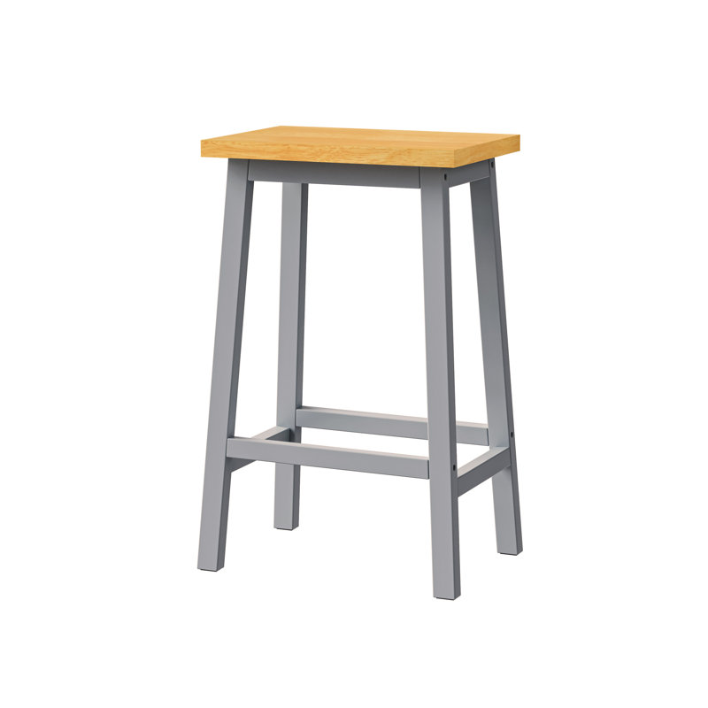K&K Solid Wood Bar Stools (Not Cheap Iron), 25.6" Tall Set of 2 Bar Chairs, Kitchen Counter Stools with Footrests