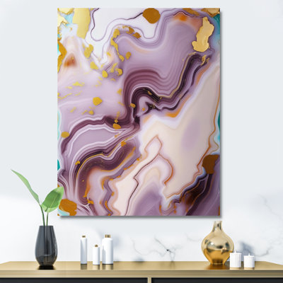 Abstractions dorées et mauves sur toile