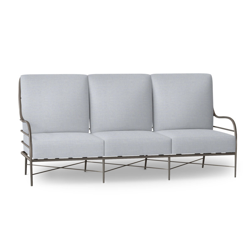 Carmel Aluminum Sofa - Slate Gray, No Welt, Linen Chambray
