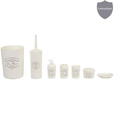 Home Basics White Ceramic Bath Accessory Set | LOW77989