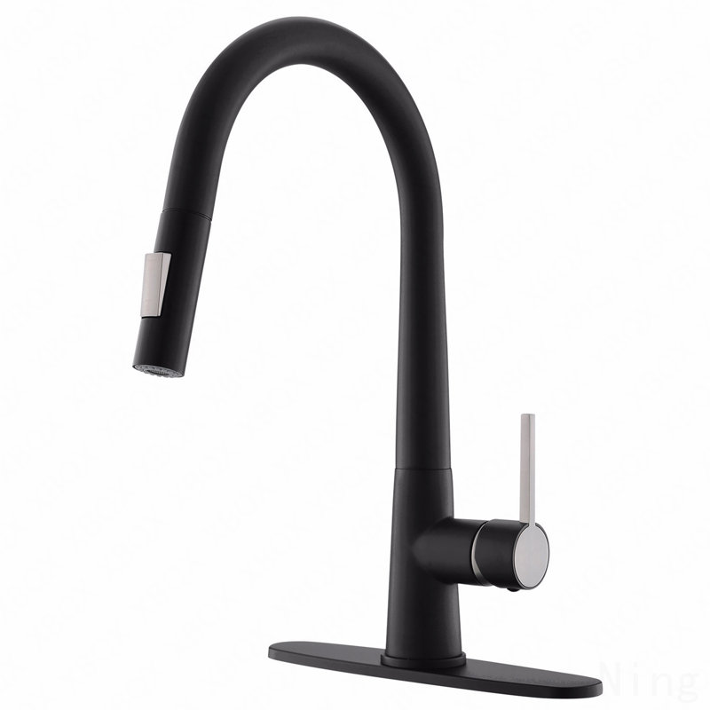 Robinet de cuisine noir à poignée simple
