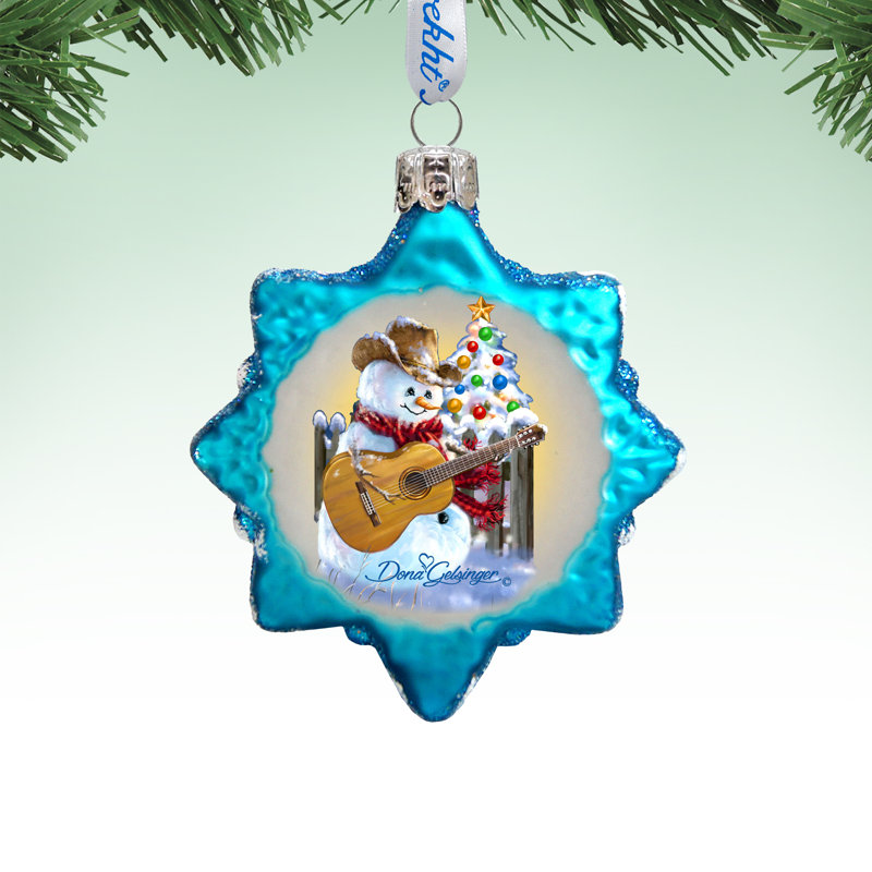 3'' Handmade Wood Holiday Shaped Ornament, Snowman