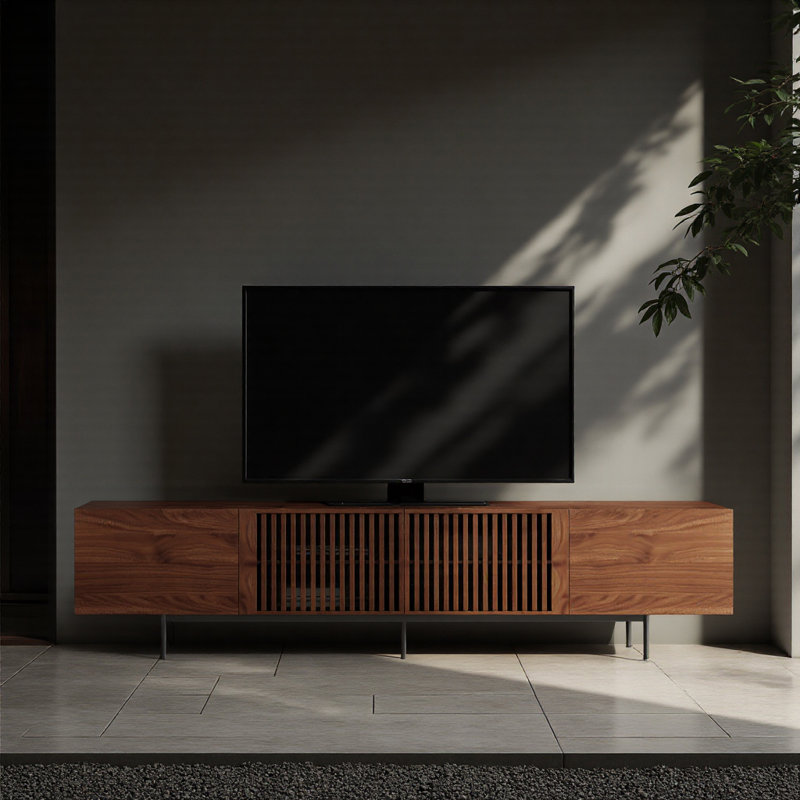 Meuble télé Banvra Mid-Century moderne avec 4 armoires de rangement pour le salon, 94.5"