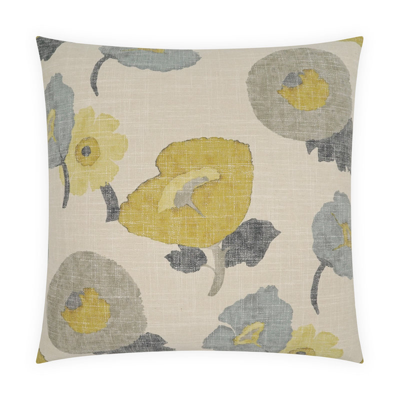 Poppy Square Pillow Cover & Insert, Citrine, Square 22"