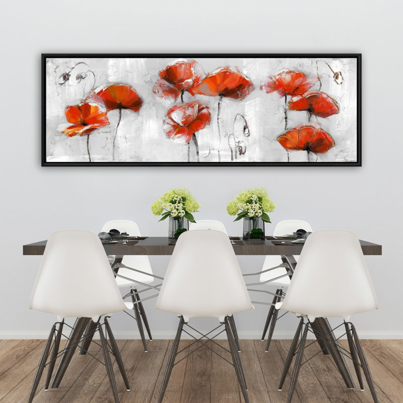 Fleurs rouges - Toile florale encadrée pour le salon