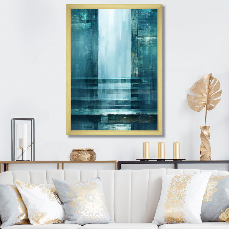 Décoration murale porte à l'autre côté turquoise I - Collages abstraits, H 32 po x l 16 po x P 1 po