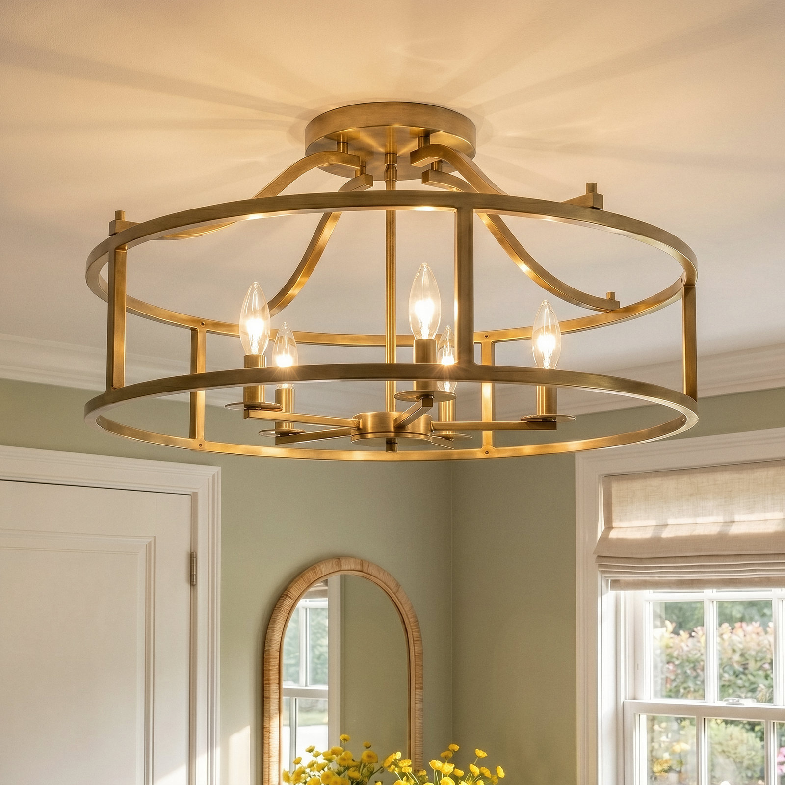 Maris 5-Light Semi Flush Mount, Brass