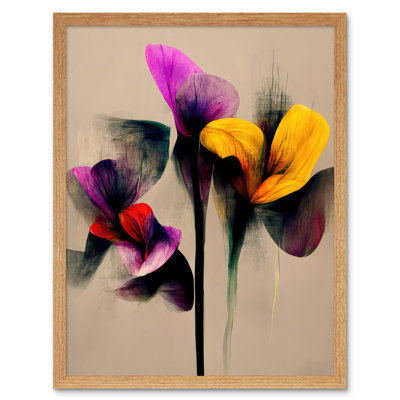 Abstract Floral Iris Flowers Artwork 1 Piece Wall Art