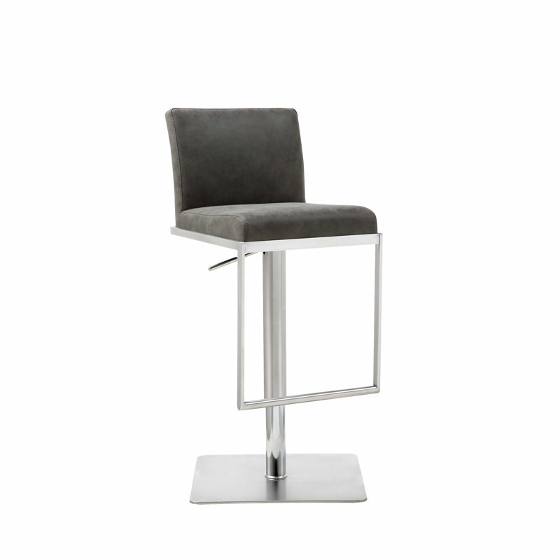 Swivel Upholstered Adjustable Height Counter Stool with Metal Frame, Gray