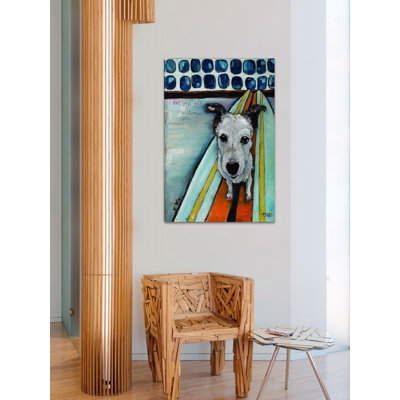 «Dog on Surfboard», reproduction d'art sur toile tendue
