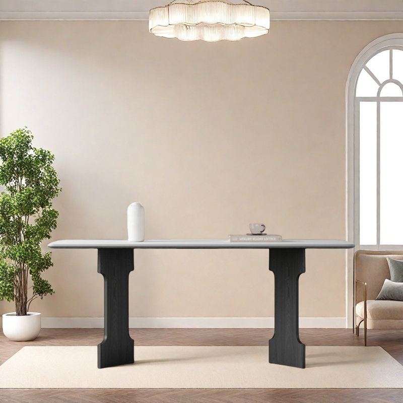 Table de salle à manger rectangulaire en bois massif de luxe clair, H 29,52 po x L 55,11 po x l 31,49 po