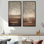 «Vintage Minimalisme Coastal Sunset Landscape - Sunset», art mural 2 pièces, paysage brun
