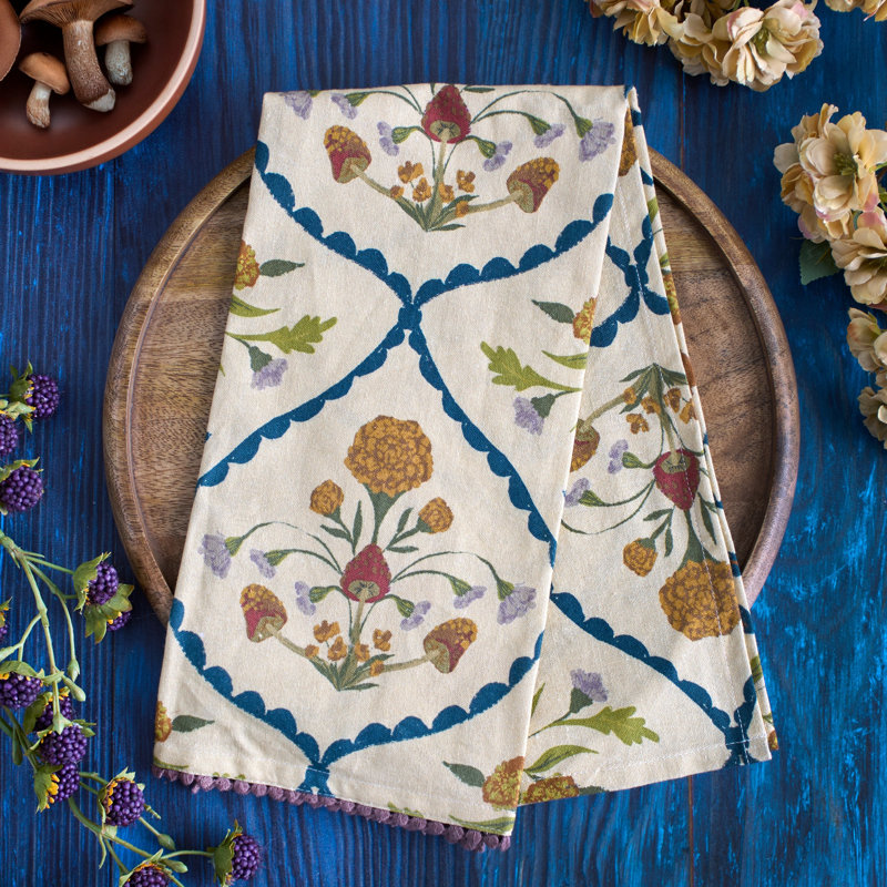 Torchon de cuisine Primitives de Kathy Folk à motif floral diamant - 51 x 66 cm