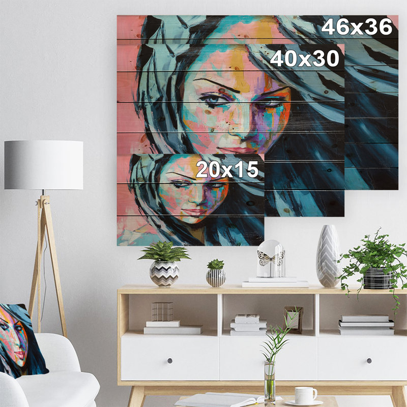 « femme portrait trust me », impression, Bois, H 36 po x l 46 po x P 1,5 po