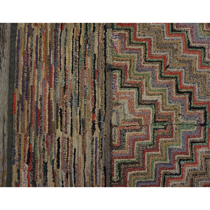 Antique American Hooked America Allover Geometric - Loop Pile Rug