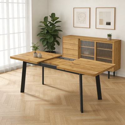 Extendable Dining Table Set For 4 To 8 People Modern Kitchen Dining Room Removeable Walnut
