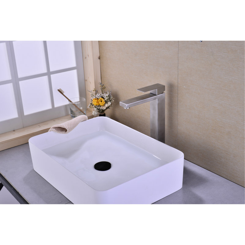 Robinet de lavabo de salle de bain en acier inoxydable - Bonde escamotable, débit réduit, écoulement d'eau en douceur
