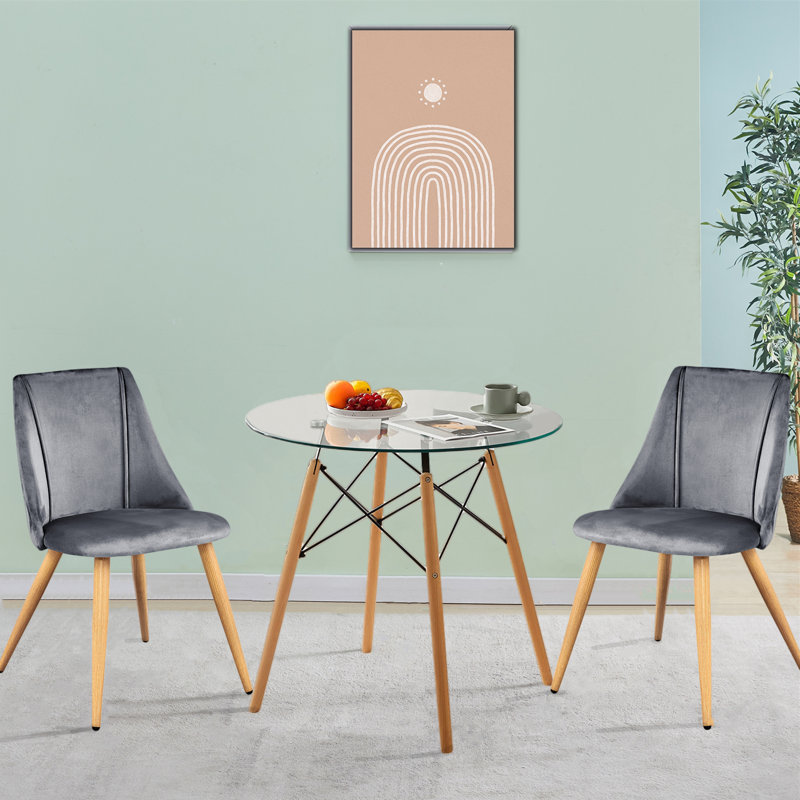 Ensemble repas pour 2 personnes Esbeidi, Gris / naturel, Clear, 3 Pieces: 1 Table, 2 Chairs
