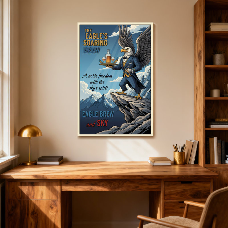 Fashion Eagle Soaring With Brew On Cliff