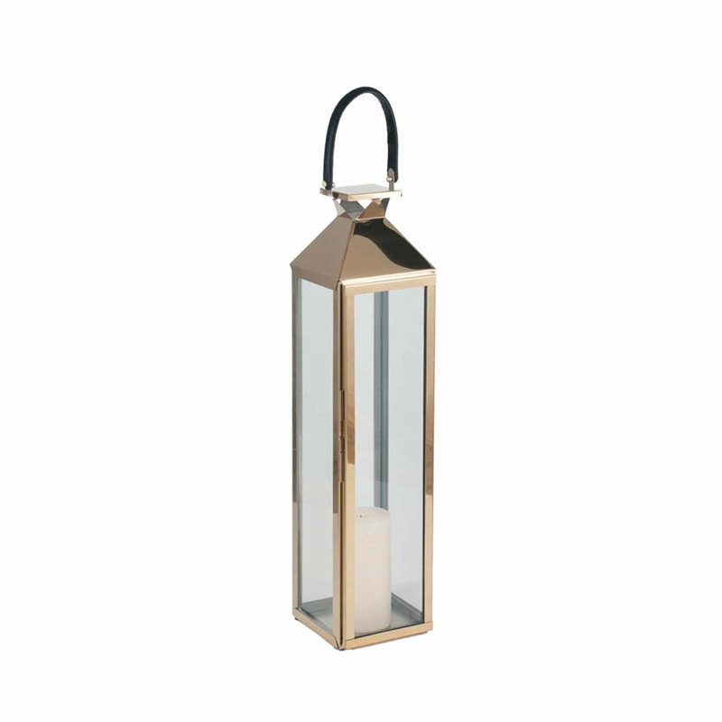 Floor Lantern, Shiny Copper, 93.5cm H x 18.5cm W x 19cm D