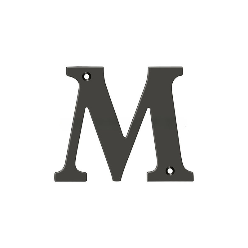 4" H Brass House Letter, M, Oil-Rubbed Bronze