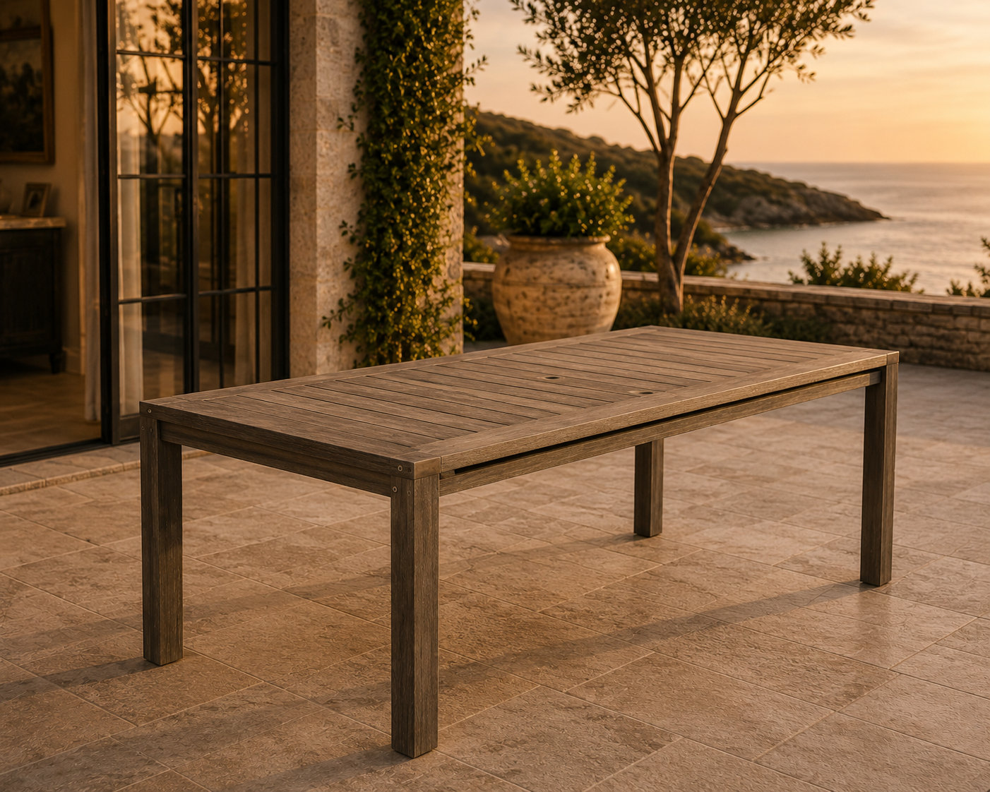 Joly Outdoor Dining Table, 30" H x 71" W x 35" D, Gray