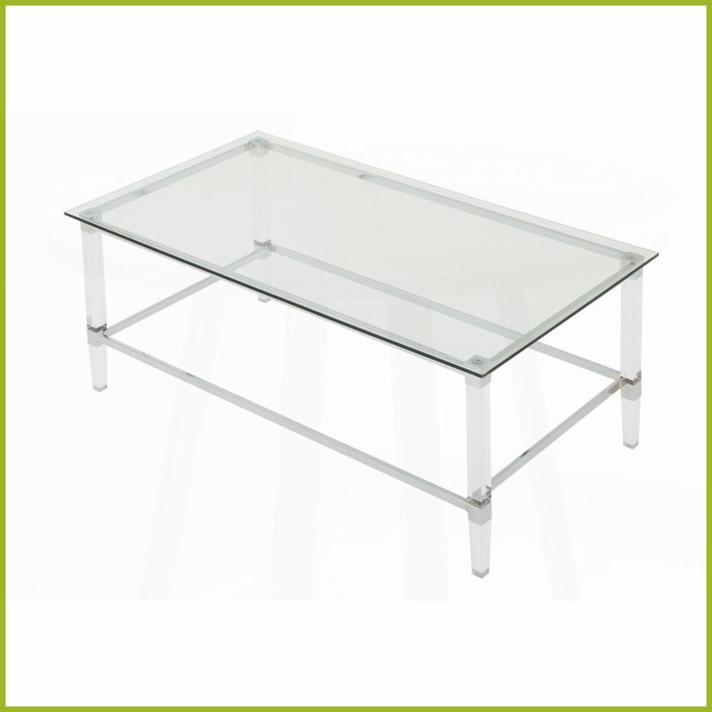Verre trempé ultramoderne Table basse rectangulaire en acrylique - Large surface invisible pour le salon