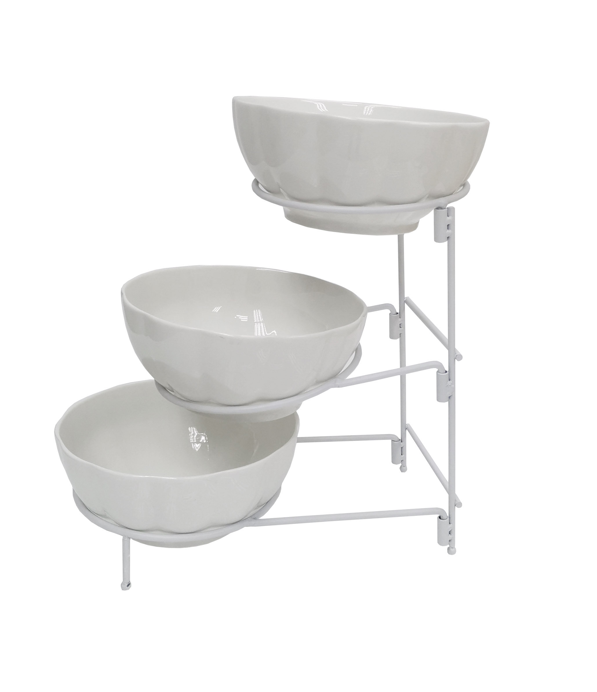 Rebrilliant 3 Tier Food Serving Bowl Metal Rack Wire Ceramic Salad Bowl ...