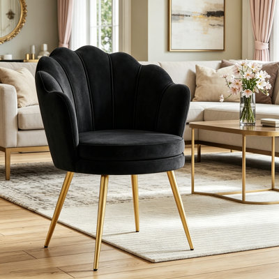 19" Wide Upholstered Papasan Chair Barrel Accent Chair With Gold leg