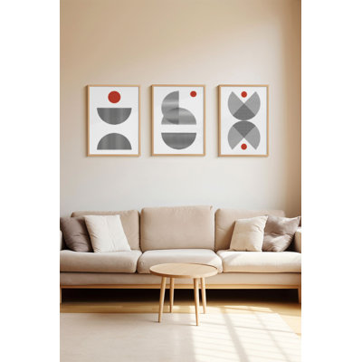 Ensemble de 3 peintures élégantes encadrées décoratives, 12,9 po x 18,9 po | Cadre 100% bois massif (épaisseur: 0,8 pouce), œuvre d'art 100% MDF | Impression numérique éclatante, parfaite pour la décoration de salon et de bureau