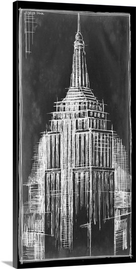 « blueprint empire state » par éthan harper, impression, H 24 po x l 12 po x P 1,5 po, Toile