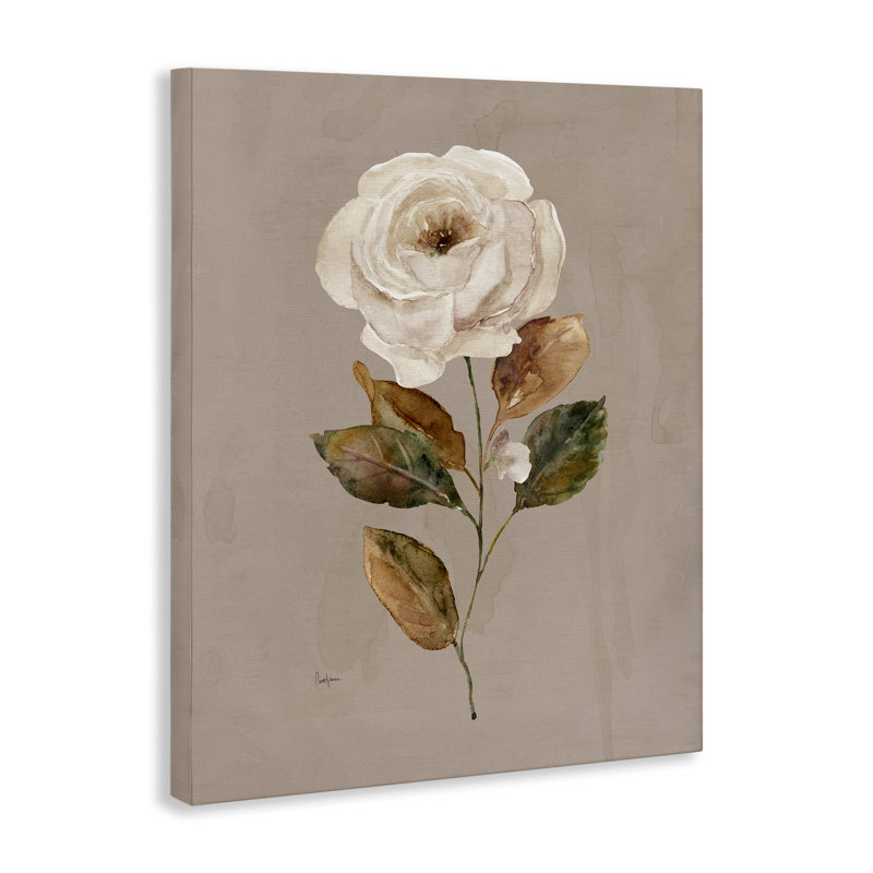«Rose Bud» sur toile grise simple, design par Livi Finn, H 20 po x l 16 po