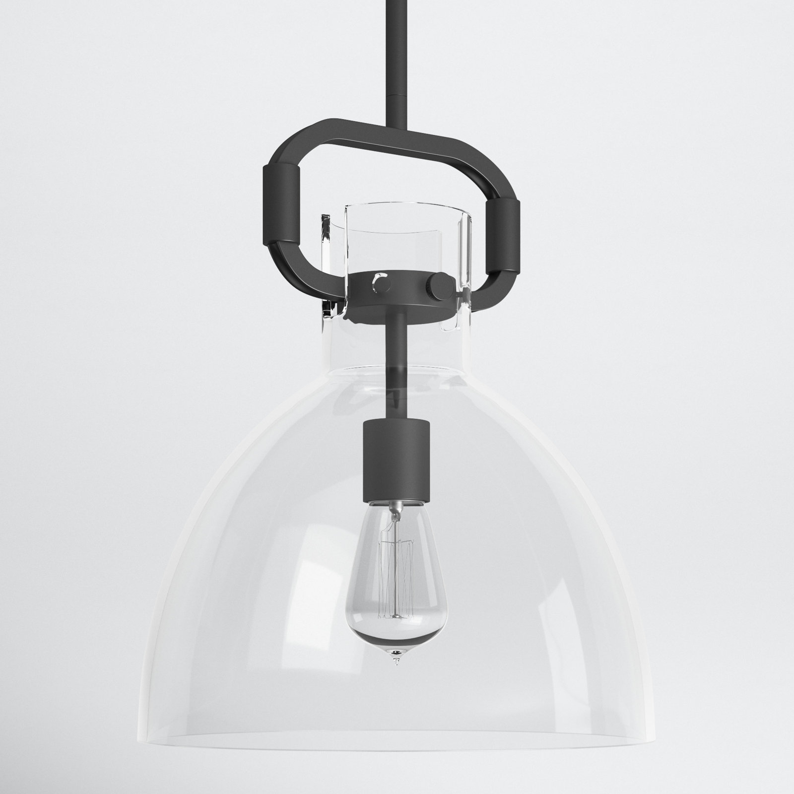 Shay Dimmable Dome Single Light Pendant, Matte Black