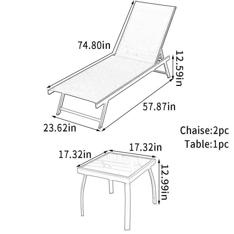 Houria Outdoor Chaise Lounge Set with Table