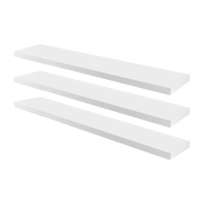 Harbour Housewares - Modern Floating Wall Shelves, Off White, 3.8cm H x 60cm W x 23.5cm D